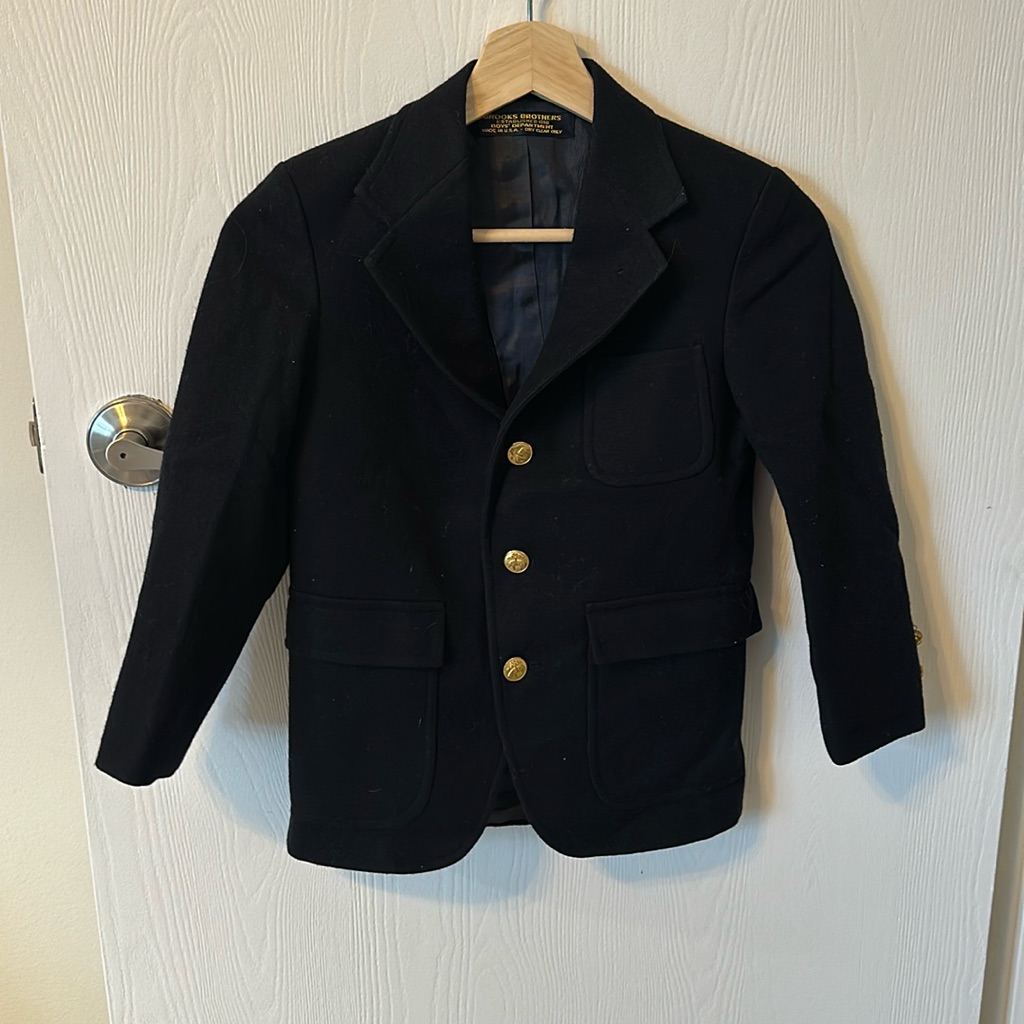 Vintage 100% Wool Brooks Brothers Suit Jacket Boys Size 6 Navy